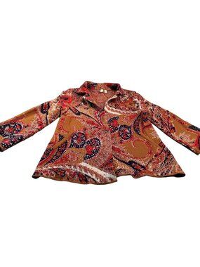 Moth Anthropologie Intarsia Retro Paisley Blazer Cardigan Womens Knit Jacket